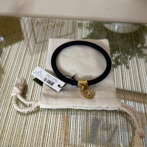 Marc by Marc Jacobs Silicone Bracelet - Black w/ Gold Logo Charm - NWT